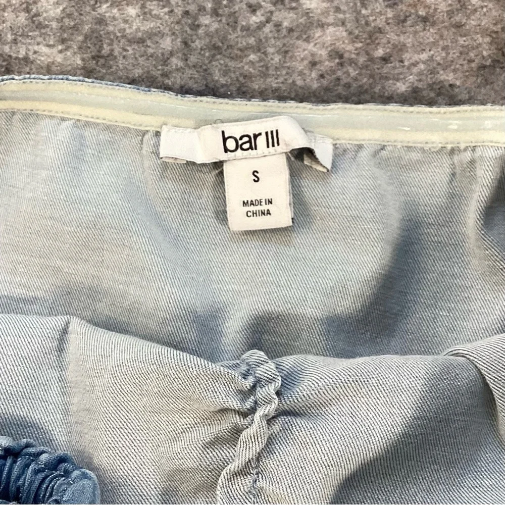 Bar III Chambray Smocked‎ Waist Mini Dress Size Small Style 100124222